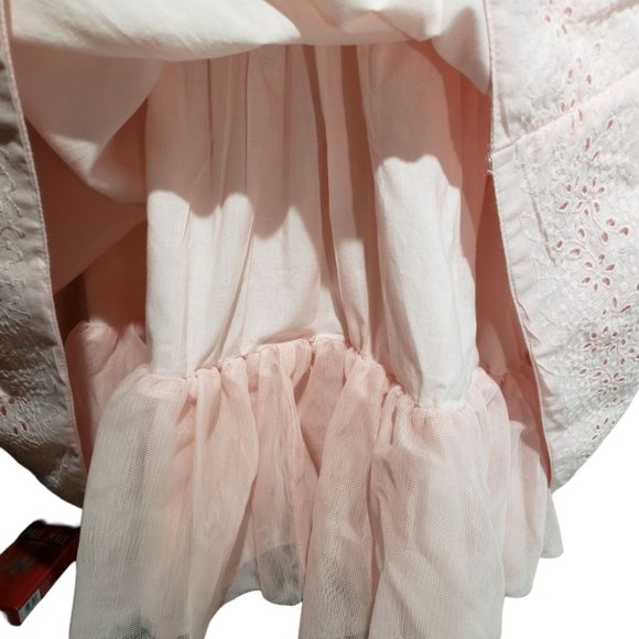 Hope and Henry Girl's Cotton Pink Eyelet Party Sun Dress Size 3 - Picture 5 of 8